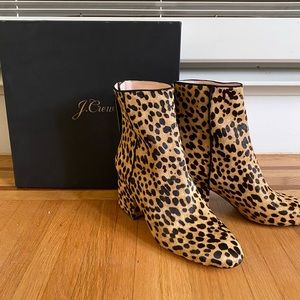 J.Crew booties cheetah in calf hair.